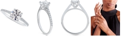 De Beers Forevermark Diamond Round-Cut Cathedral Solitaire & Pav&eacute; Engagement Ring (7/8 ct. t.w.)